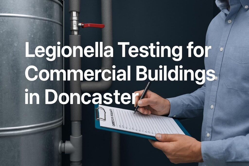 Technician inspecting hot water system in a commercial setting in Doncaster  south yorkshire